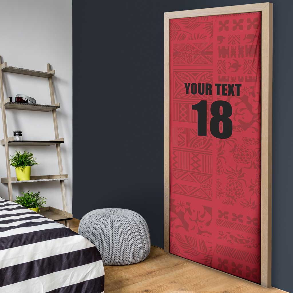 Custom Saint Kitts And Nevis Football Door Cover Sugar Boyz Red Version - Wonder Print Shop