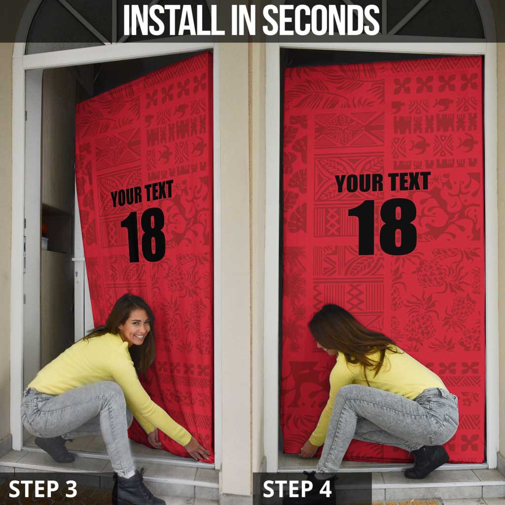 Custom Saint Kitts And Nevis Football Door Cover Sugar Boyz Red Version - Wonder Print Shop