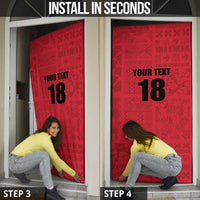 Custom Saint Kitts And Nevis Football Door Cover Sugar Boyz Red Version - Wonder Print Shop