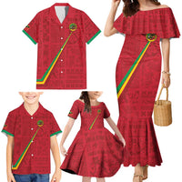 Custom Saint Kitts And Nevis Football Family Matching Mermaid Dress and Hawaiian Shirt Sugar Boyz Red Version - Wonder Print Shop