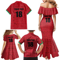 Custom Saint Kitts And Nevis Football Family Matching Mermaid Dress and Hawaiian Shirt Sugar Boyz Red Version - Wonder Print Shop