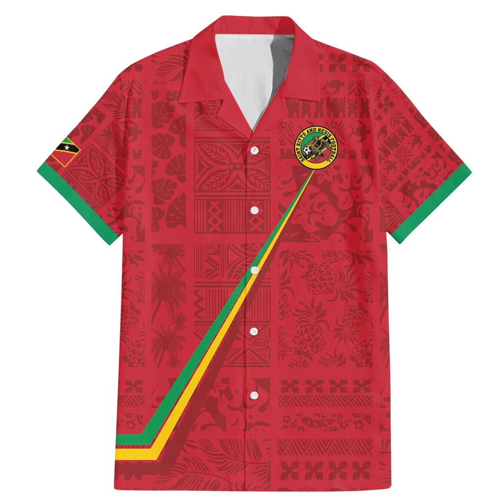 Custom Saint Kitts And Nevis Football Family Matching Mermaid Dress and Hawaiian Shirt Sugar Boyz Red Version - Wonder Print Shop