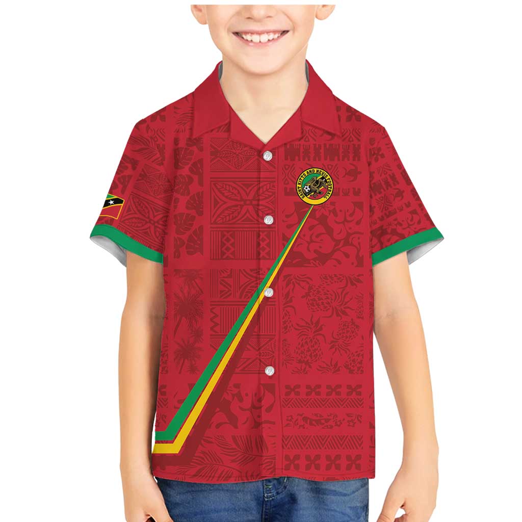 Custom Saint Kitts And Nevis Football Family Matching Mermaid Dress and Hawaiian Shirt Sugar Boyz Red Version - Wonder Print Shop