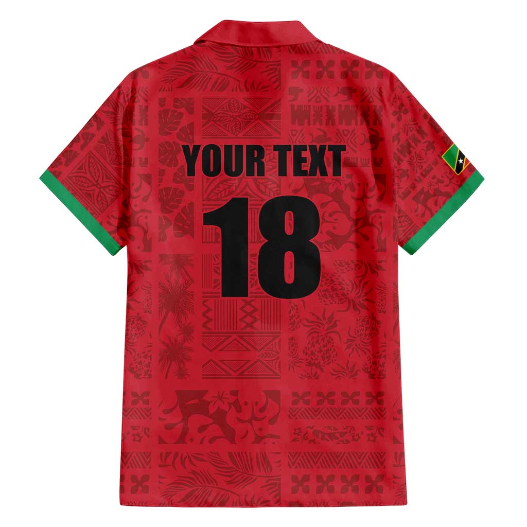 Custom Saint Kitts And Nevis Football Family Matching Off Shoulder Maxi Dress and Hawaiian Shirt Sugar Boyz Red Version - Wonder Print Shop