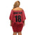 Custom Saint Kitts And Nevis Football Family Matching Off Shoulder Short Dress and Hawaiian Shirt Sugar Boyz Red Version - Wonder Print Shop