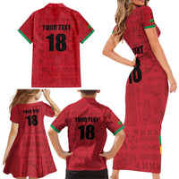 Custom Saint Kitts And Nevis Football Family Matching Short Sleeve Bodycon Dress and Hawaiian Shirt Sugar Boyz Red Version - Wonder Print Shop