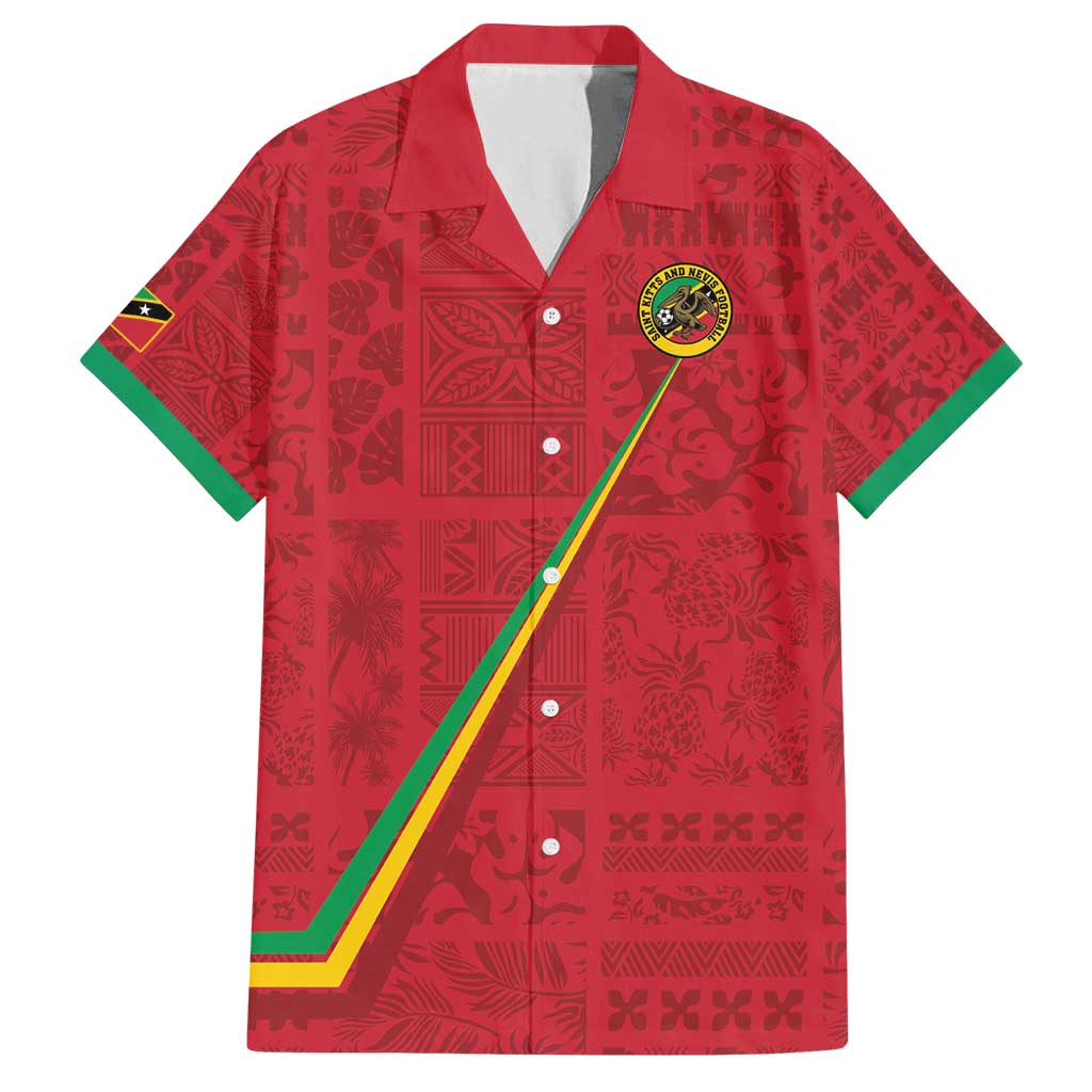 Custom Saint Kitts And Nevis Football Family Matching Summer Maxi Dress and Hawaiian Shirt Sugar Boyz Red Version - Wonder Print Shop