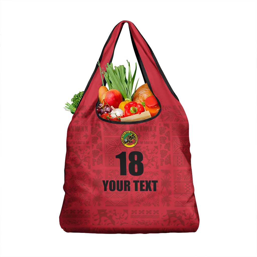 Custom Saint Kitts And Nevis Football Grocery Bag Sugar Boyz Red Version - Wonder Print Shop