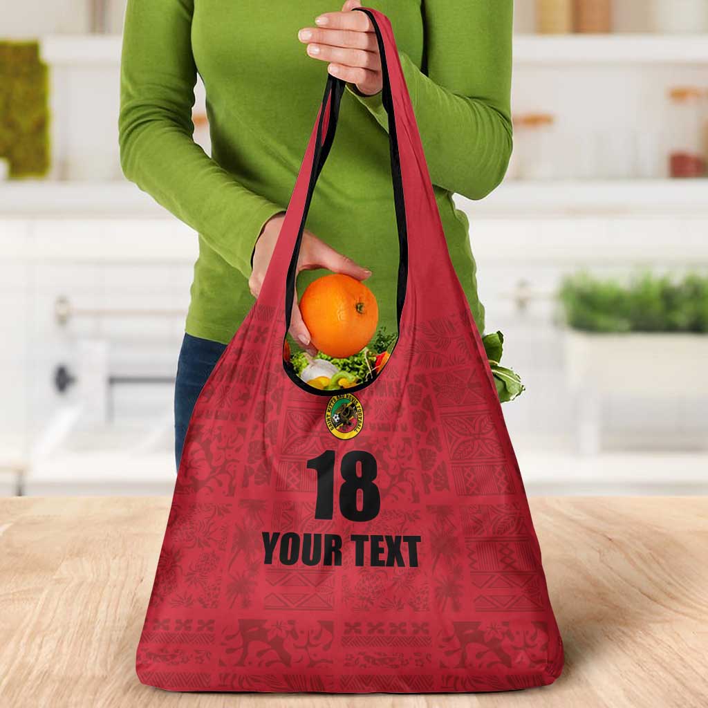 Custom Saint Kitts And Nevis Football Grocery Bag Sugar Boyz Red Version - Wonder Print Shop