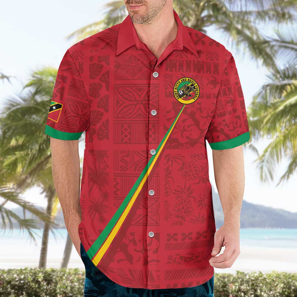 Custom Saint Kitts And Nevis Football Hawaiian Shirt Sugar Boyz Red Version - Wonder Print Shop