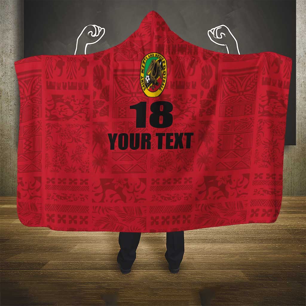 Custom Saint Kitts And Nevis Football Hooded Blanket Sugar Boyz Red Version - Wonder Print Shop