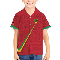 Custom Saint Kitts And Nevis Football Kid Hawaiian Shirt Sugar Boyz Red Version - Wonder Print Shop