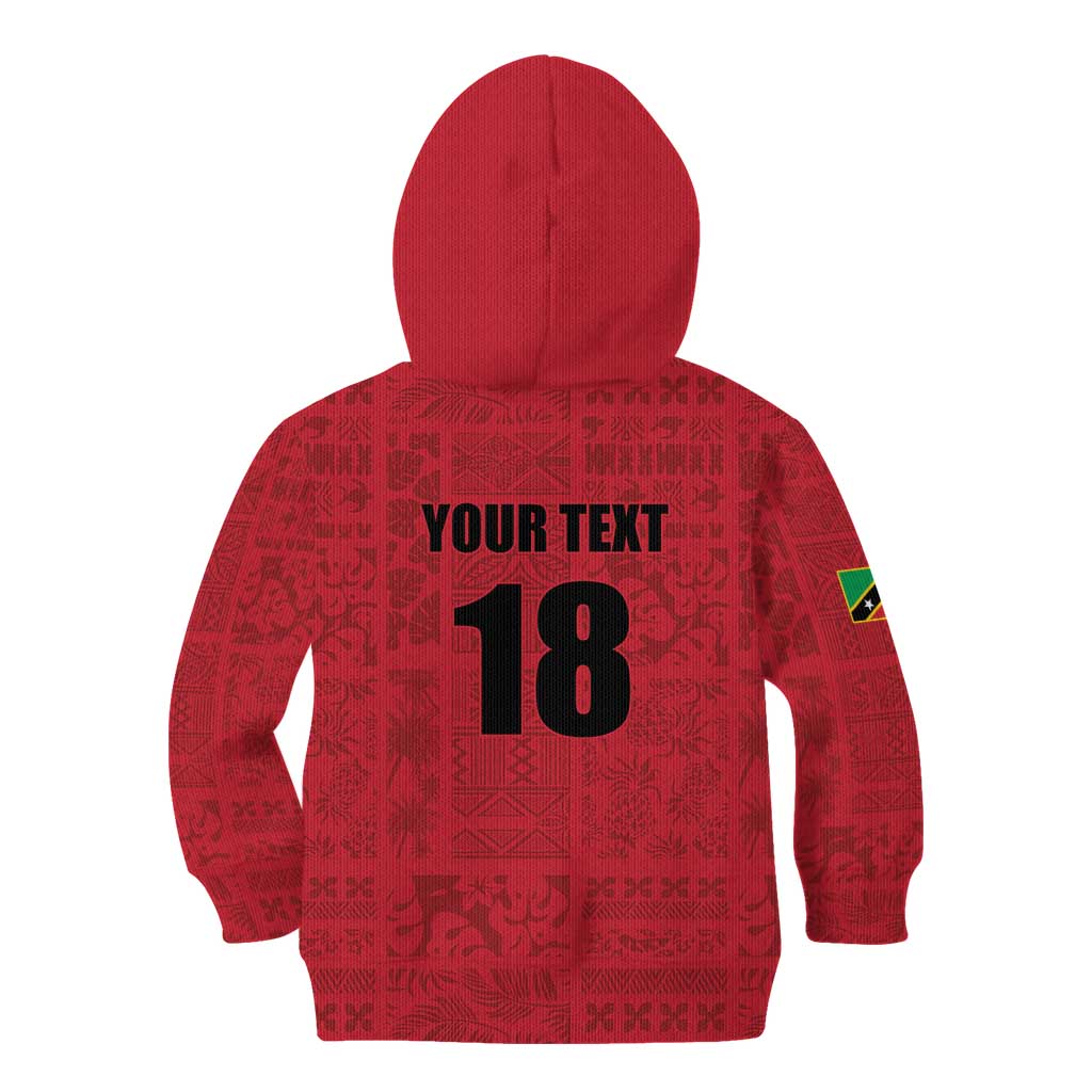 Custom Saint Kitts And Nevis Football Kid Hoodie Sugar Boyz Red Version - Wonder Print Shop