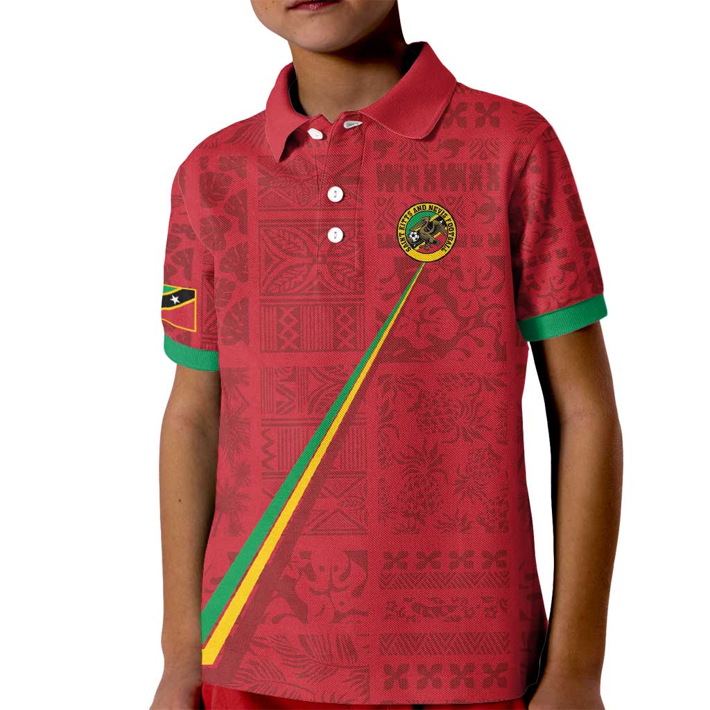 Custom Saint Kitts And Nevis Football Kid Polo Shirt Sugar Boyz Red Version - Wonder Print Shop