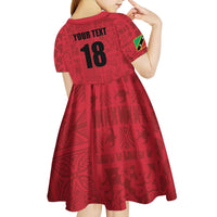 Custom Saint Kitts And Nevis Football Kid Short Sleeve Dress Sugar Boyz Red Version - Wonder Print Shop