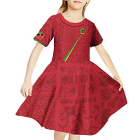 Custom Saint Kitts And Nevis Football Kid Short Sleeve Dress Sugar Boyz Red Version - Wonder Print Shop