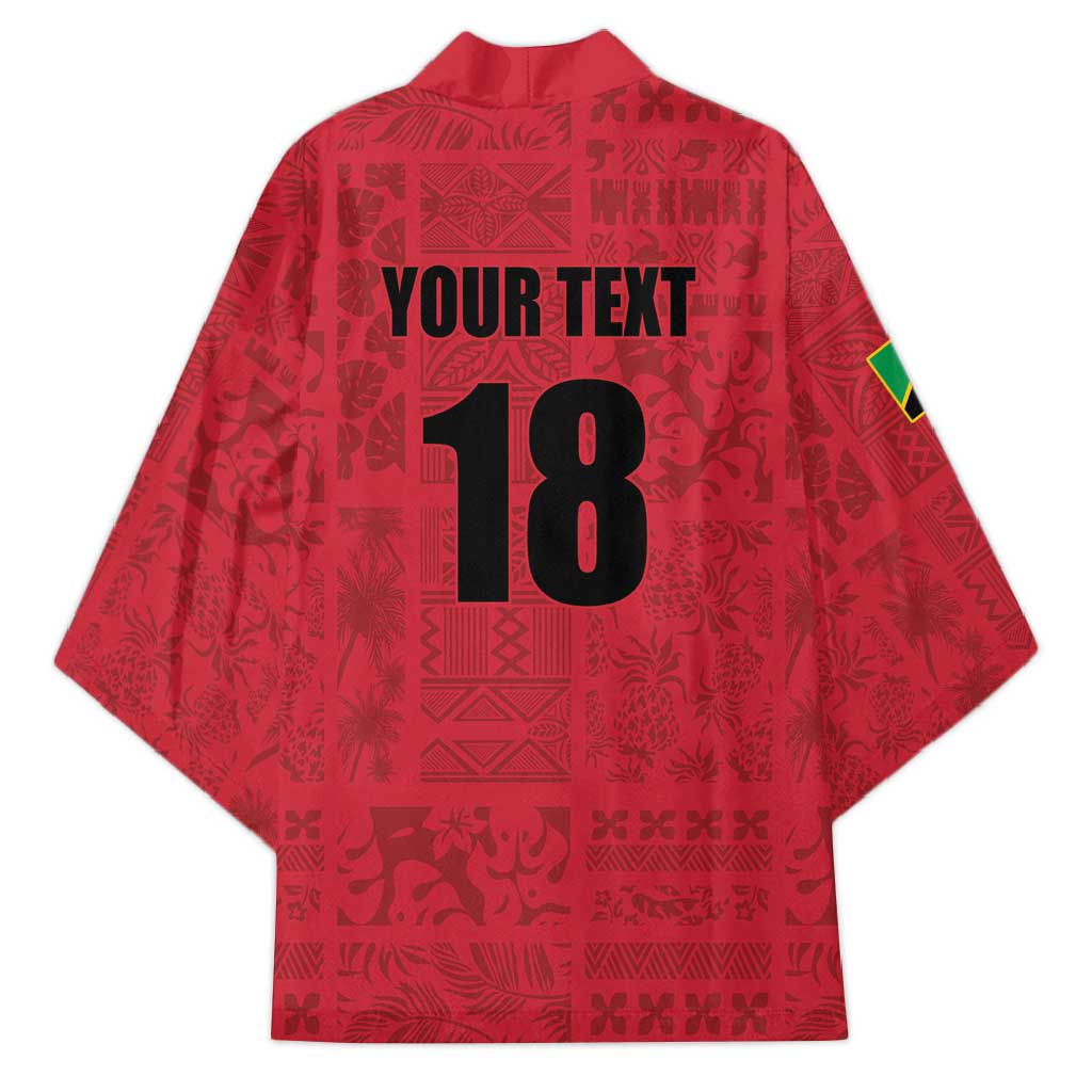 Custom Saint Kitts And Nevis Football Kimono Sugar Boyz Red Version - Wonder Print Shop