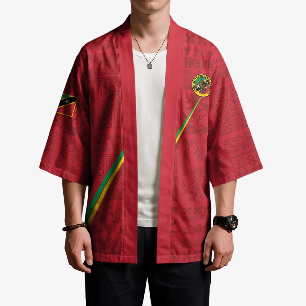 Custom Saint Kitts And Nevis Football Kimono Sugar Boyz Red Version - Wonder Print Shop