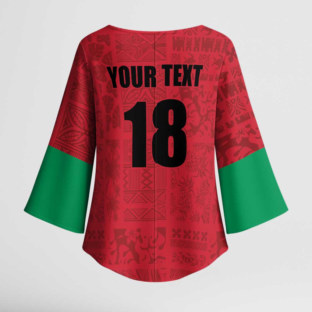 Custom Saint Kitts And Nevis Football Kimono Sleeve Blouse Sugar Boyz Red Version - Wonder Print Shop