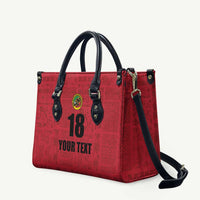 Custom Saint Kitts And Nevis Football Leather Bag Sugar Boyz Red Version - Wonder Print Shop