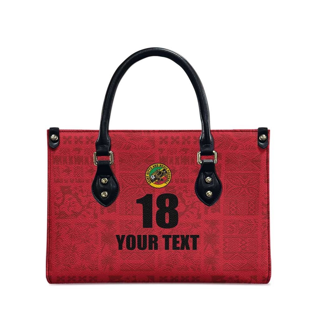 Custom Saint Kitts And Nevis Football Leather Bag Sugar Boyz Red Version - Wonder Print Shop