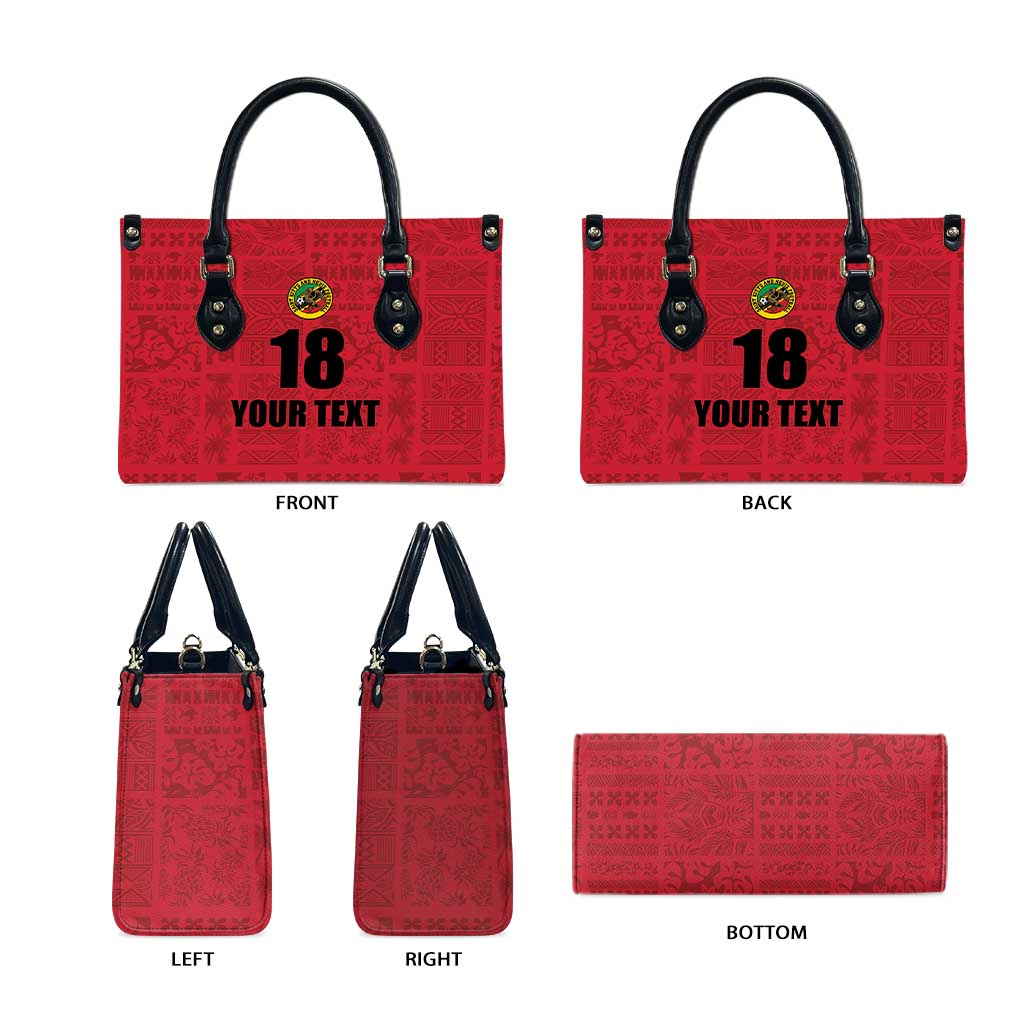 Custom Saint Kitts And Nevis Football Leather Bag Sugar Boyz Red Version - Wonder Print Shop