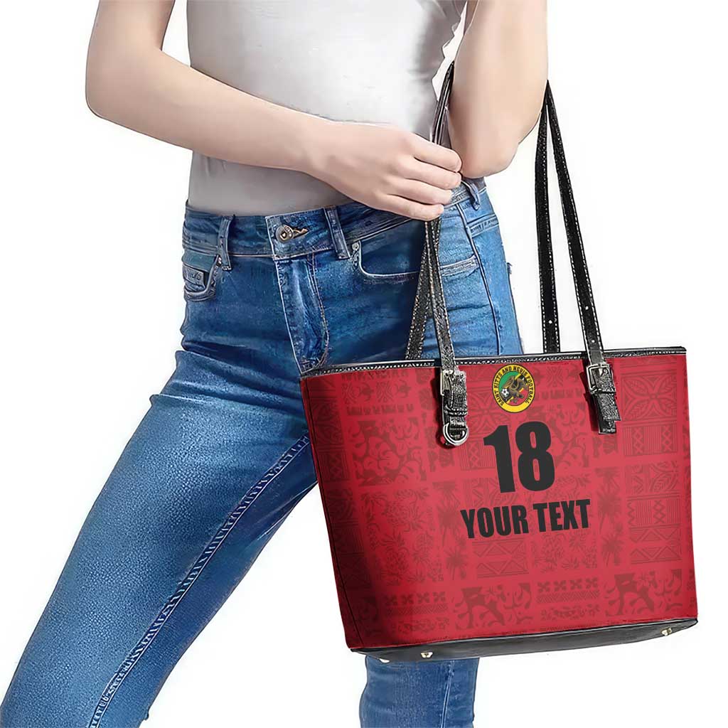 Custom Saint Kitts And Nevis Football Leather Tote Bag Sugar Boyz Red Version - Wonder Print Shop