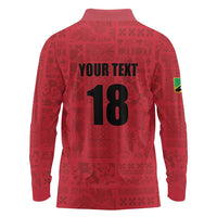 Custom Saint Kitts And Nevis Football Long Sleeve Polo Shirt Sugar Boyz Red Version - Wonder Print Shop
