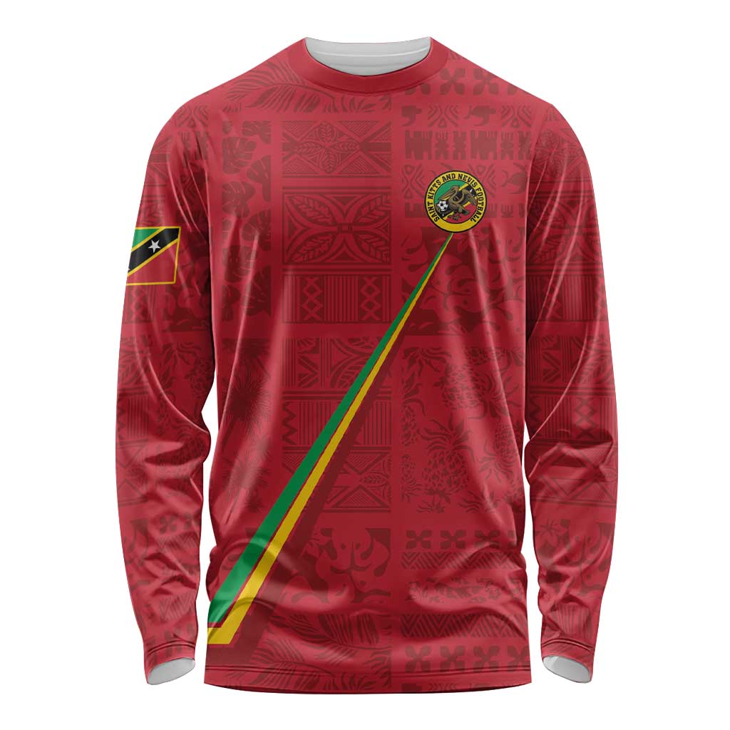 Custom Saint Kitts And Nevis Football Long Sleeve Shirt Sugar Boyz Red Version - Wonder Print Shop
