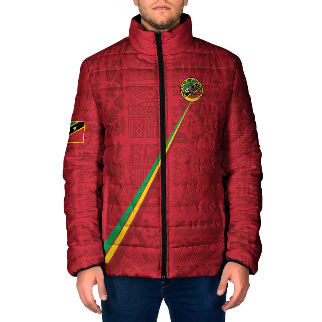 Custom Saint Kitts And Nevis Football Padded Jacket Sugar Boyz Red Version - Wonder Print Shop
