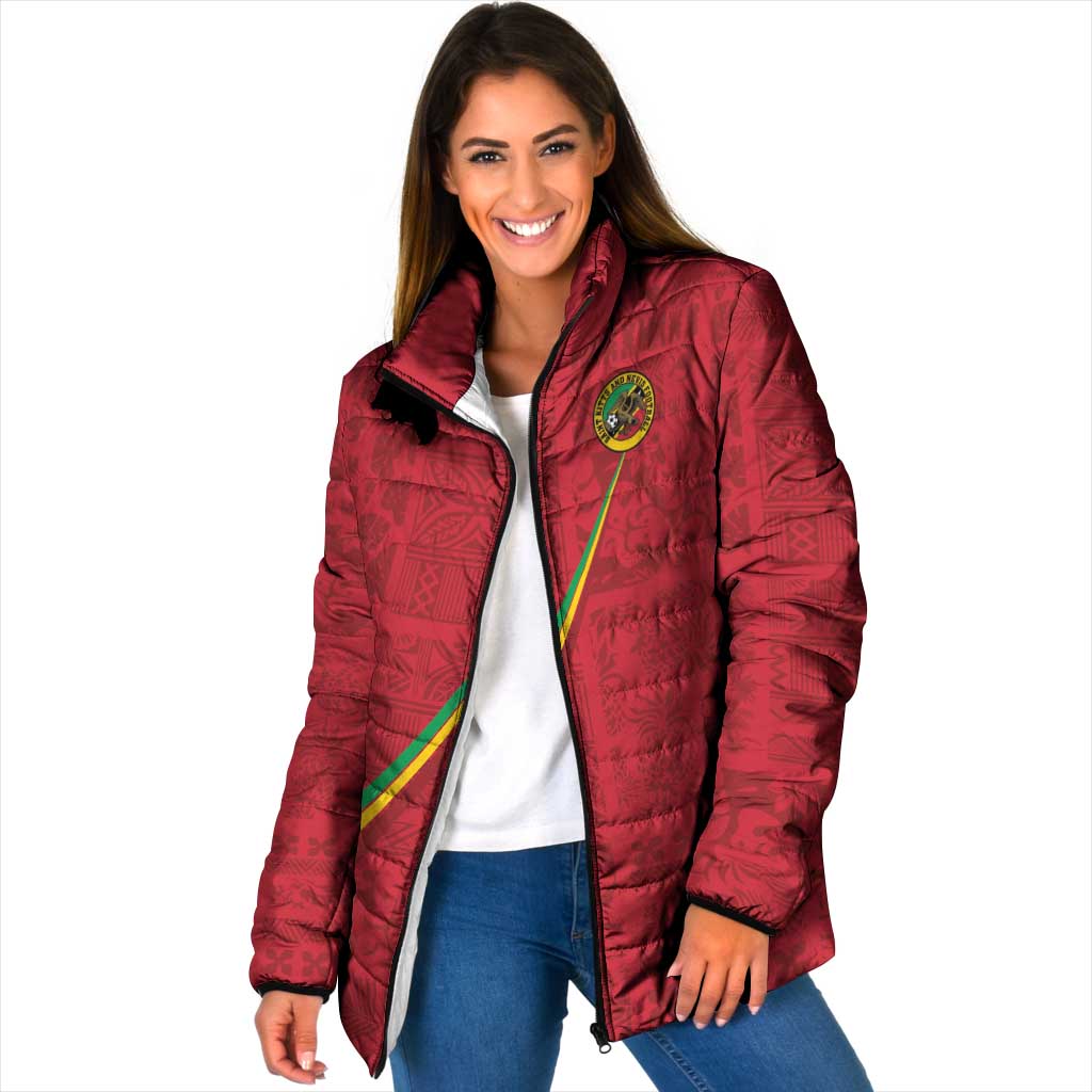 Custom Saint Kitts And Nevis Football Padded Jacket Sugar Boyz Red Version - Wonder Print Shop