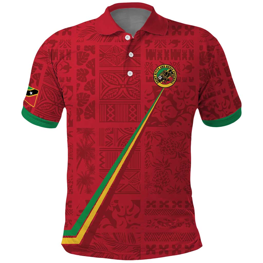 Custom Saint Kitts And Nevis Football Polo Shirt Sugar Boyz Red Version - Wonder Print Shop