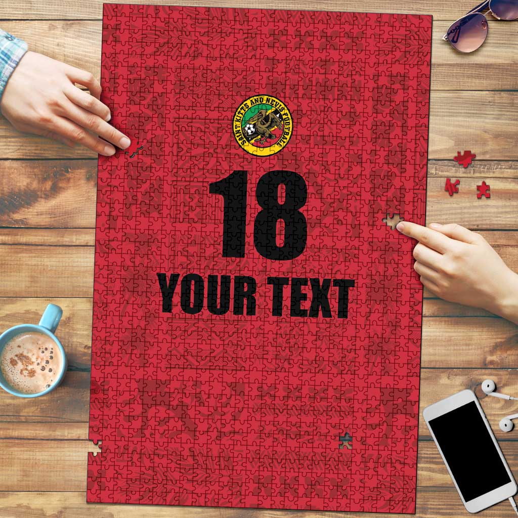 Custom Saint Kitts And Nevis Football Puzzle Sugar Boyz Red Version - Wonder Print Shop