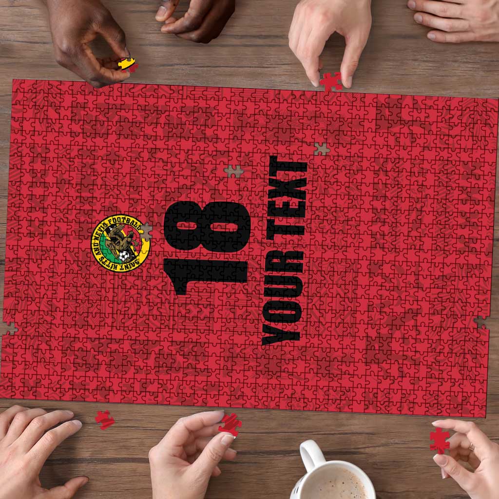 Custom Saint Kitts And Nevis Football Puzzle Sugar Boyz Red Version - Wonder Print Shop