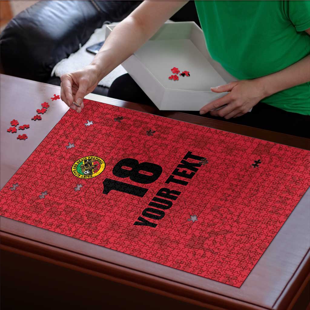Custom Saint Kitts And Nevis Football Puzzle Sugar Boyz Red Version - Wonder Print Shop