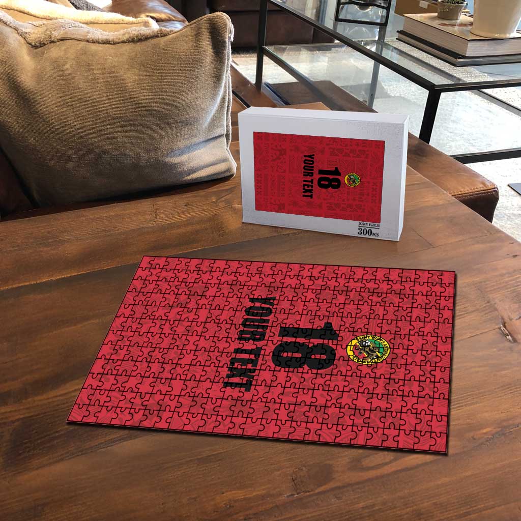 Custom Saint Kitts And Nevis Football Puzzle Sugar Boyz Red Version - Wonder Print Shop