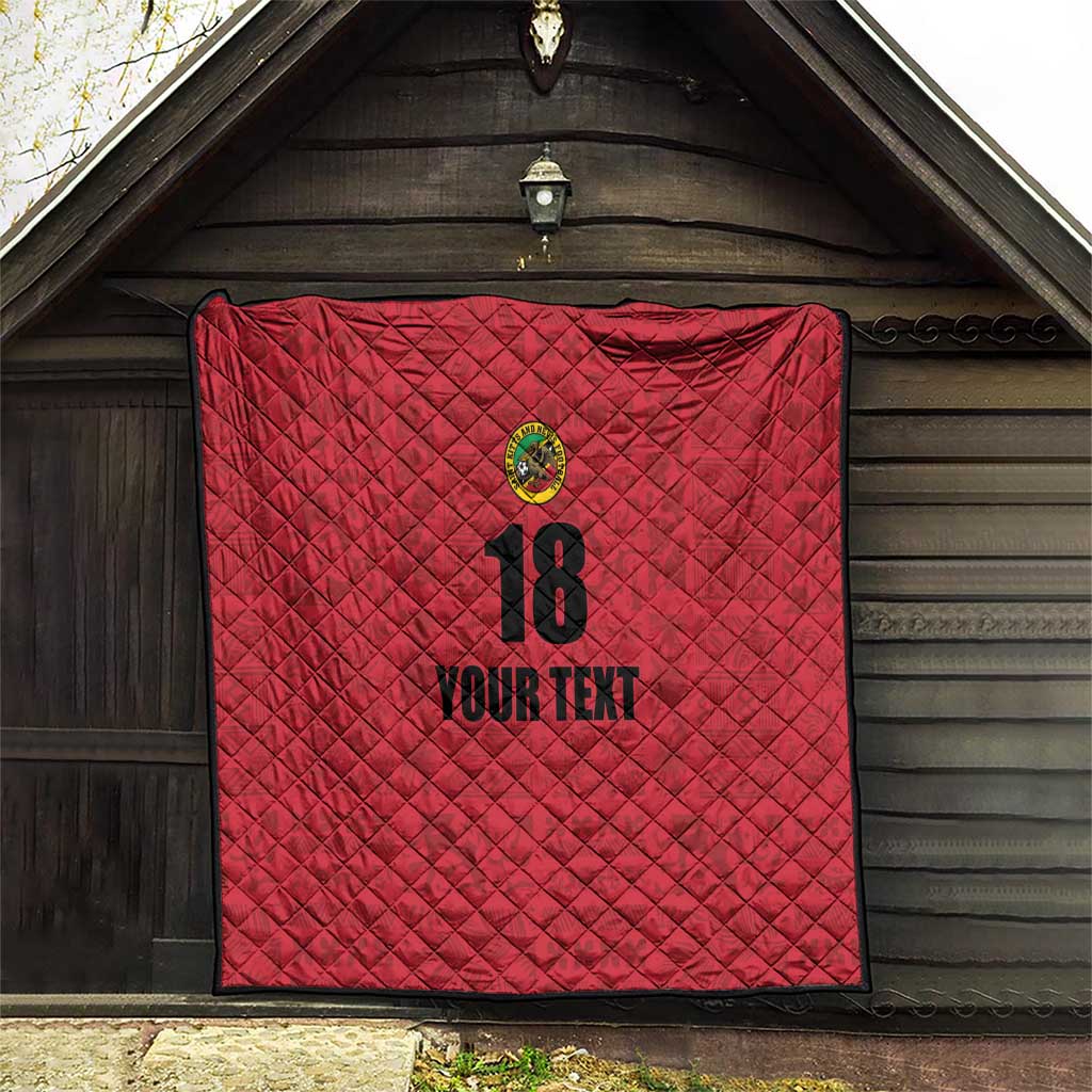 Custom Saint Kitts And Nevis Football Quilt Sugar Boyz Red Version - Wonder Print Shop