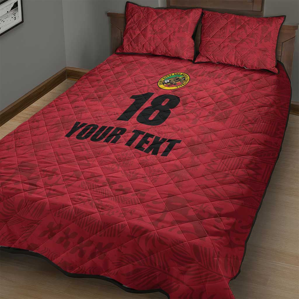 Custom Saint Kitts And Nevis Football Quilt Bed Set Sugar Boyz Red Version - Wonder Print Shop