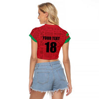 Custom Saint Kitts And Nevis Football Raglan Cropped T Shirt Sugar Boyz Red Version - Wonder Print Shop