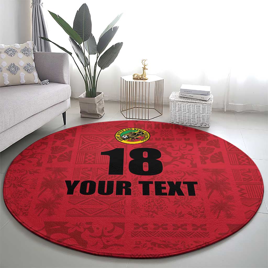 Custom Saint Kitts And Nevis Football Round Carpet Sugar Boyz Red Version - Wonder Print Shop