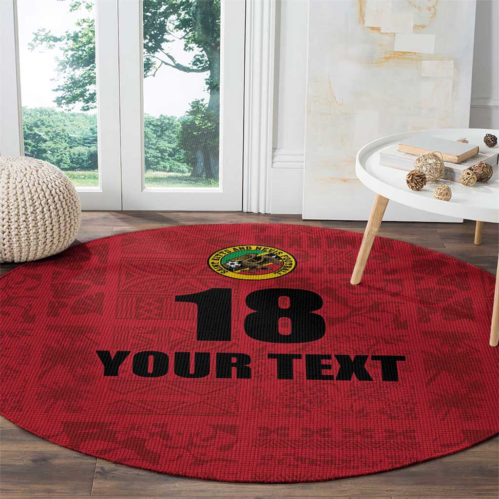 Custom Saint Kitts And Nevis Football Round Carpet Sugar Boyz Red Version - Wonder Print Shop