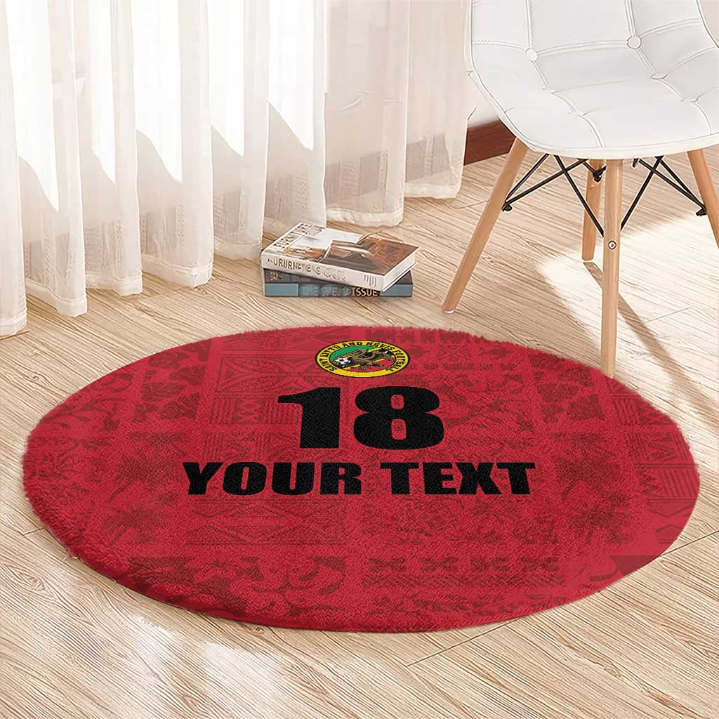 Custom Saint Kitts And Nevis Football Round Carpet Sugar Boyz Red Version - Wonder Print Shop