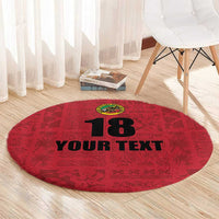 Custom Saint Kitts And Nevis Football Round Carpet Sugar Boyz Red Version - Wonder Print Shop
