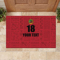 Custom Saint Kitts And Nevis Football Rubber Doormat Sugar Boyz Red Version - Wonder Print Shop
