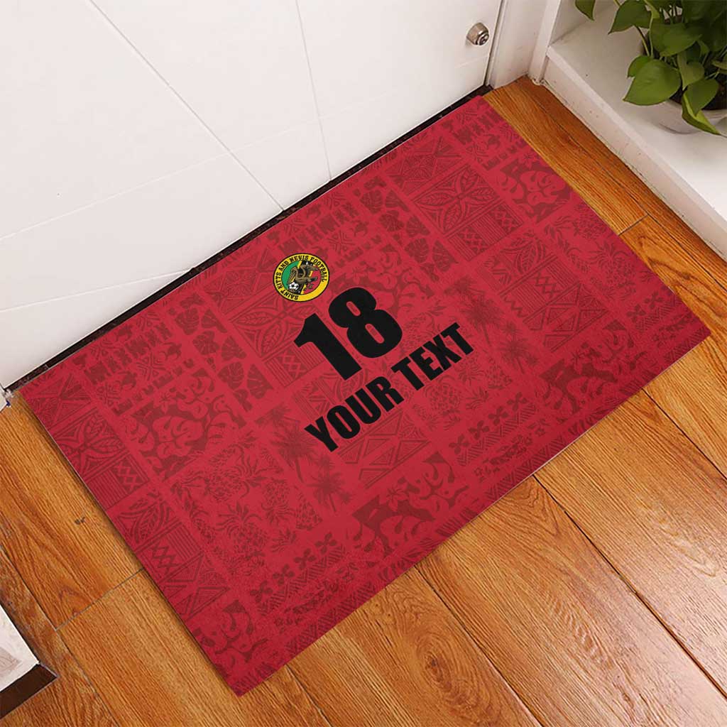 Custom Saint Kitts And Nevis Football Rubber Doormat Sugar Boyz Red Version - Wonder Print Shop