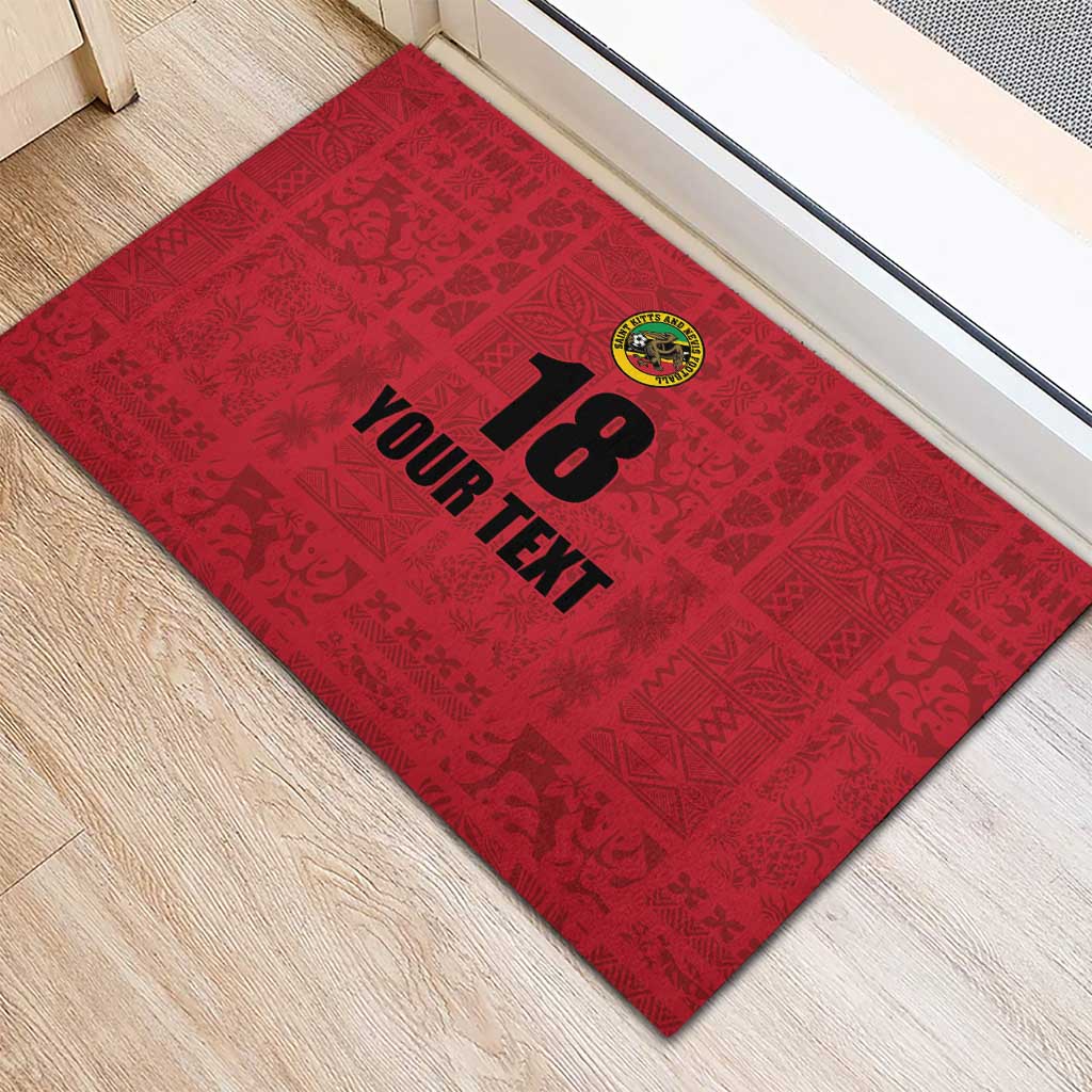 Custom Saint Kitts And Nevis Football Rubber Doormat Sugar Boyz Red Version - Wonder Print Shop