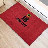 Custom Saint Kitts And Nevis Football Rubber Doormat Sugar Boyz Red Version - Wonder Print Shop