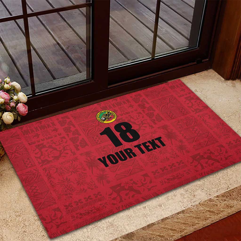 Custom Saint Kitts And Nevis Football Rubber Doormat Sugar Boyz Red Version - Wonder Print Shop