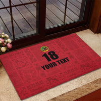 Custom Saint Kitts And Nevis Football Rubber Doormat Sugar Boyz Red Version - Wonder Print Shop