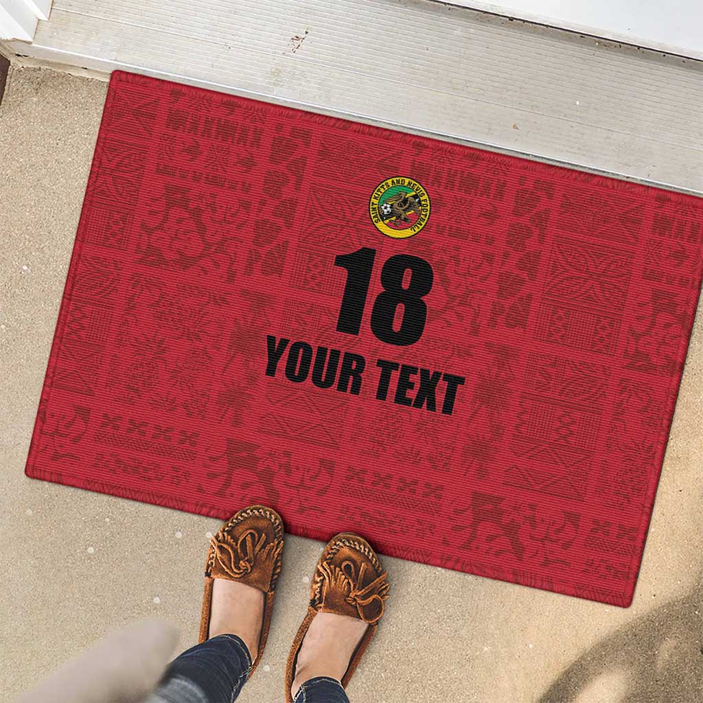 Custom Saint Kitts And Nevis Football Rubber Doormat Sugar Boyz Red Version - Wonder Print Shop